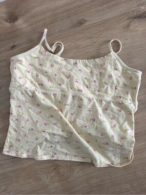 Free People Cream Floral Spaghetti Strap Cami